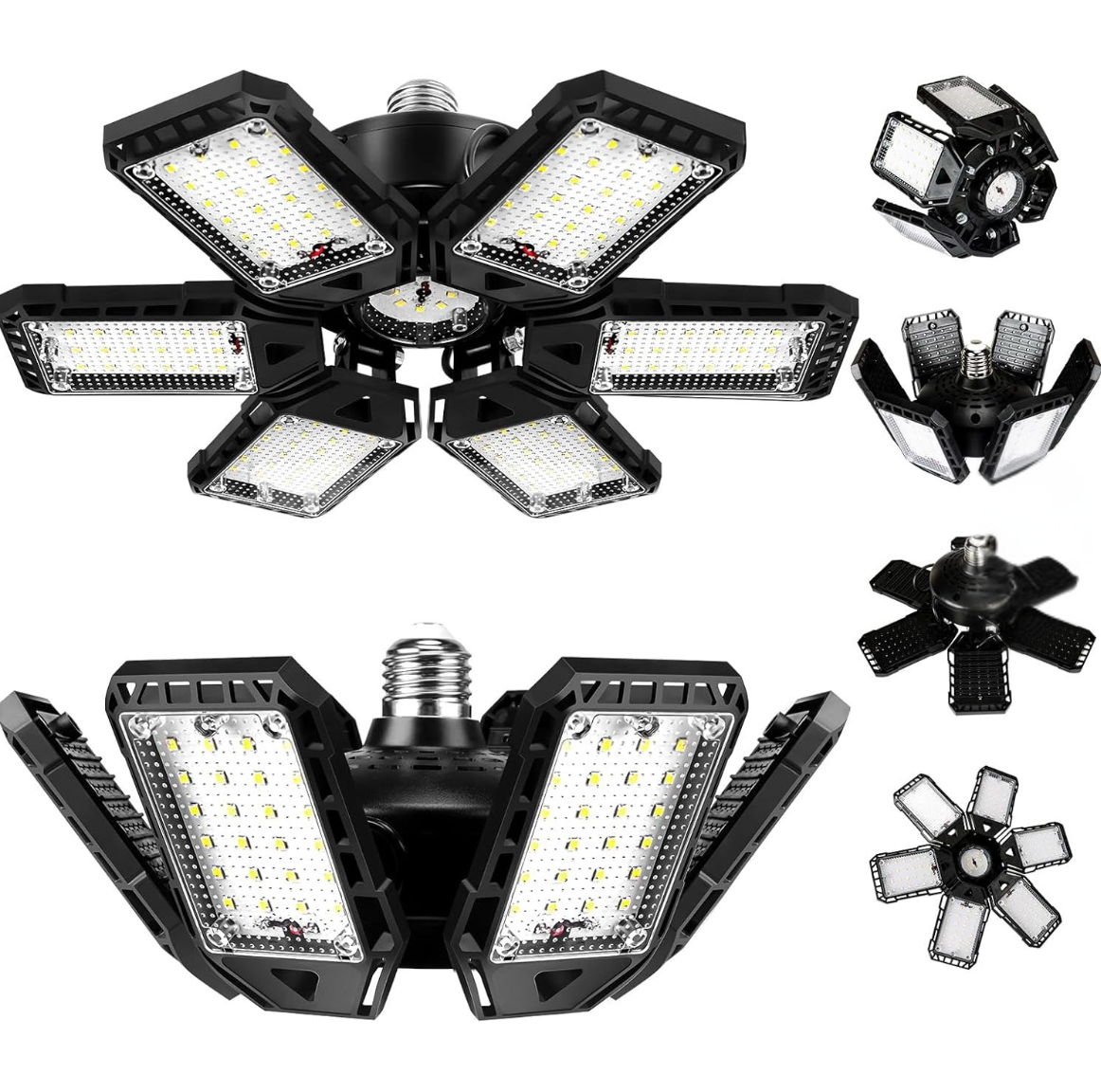 LED Garage Lights Bulb 2 Pack 180W 18000LM 6500K Led Shop Light with 6 Plus 1 Deformable Panels Basement Barn Ceiling Lights for E26/E27