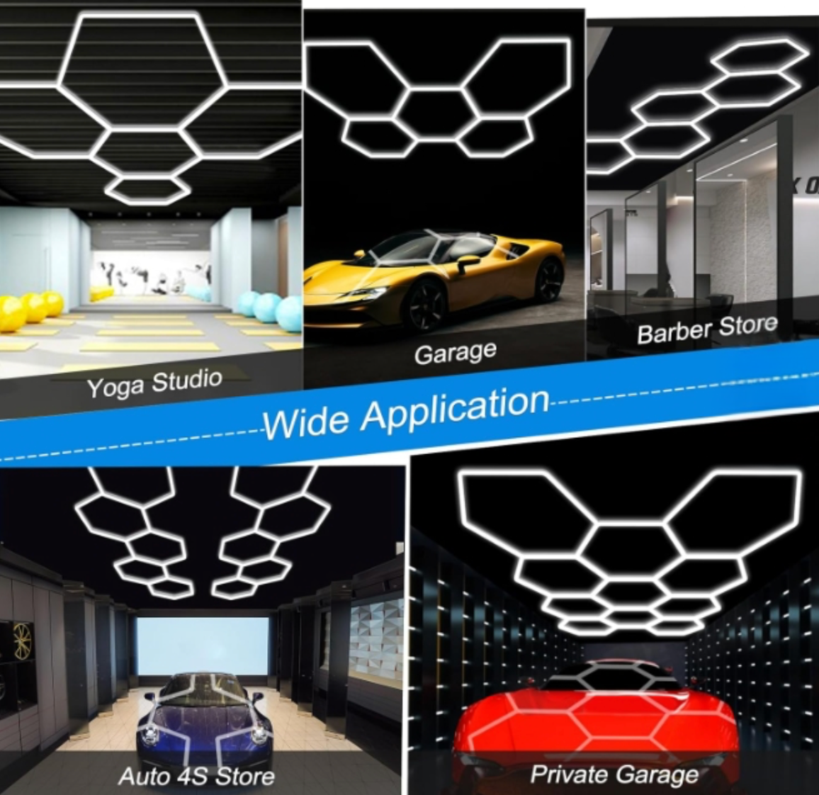 Hexagon LED Garage Light: 25 Pack Updated Bigger Size, 26400LM Super Bright Car Detailing Ceiling LED Shop Light for Warehouse