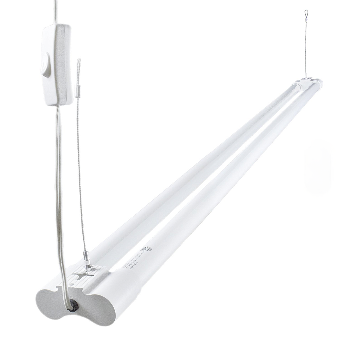 4 Pack Linkable LED Shop Light, 4FT 42W [250W Equivalent], 4400lm, 5000K Daylight, with Plug, Utility Light Fixture, Hanging or Surface Mount, White