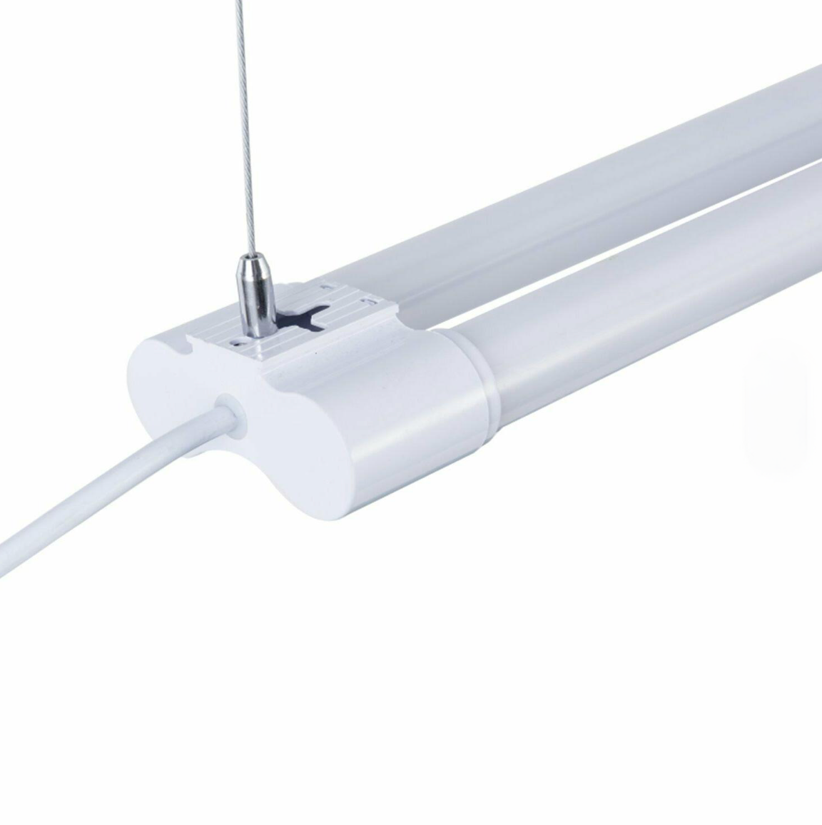 4 Pack Linkable LED Shop Light, 4FT 42W [250W Equivalent], 4400lm, 5000K Daylight, with Plug, Utility Light Fixture, Hanging or Surface Mount, White