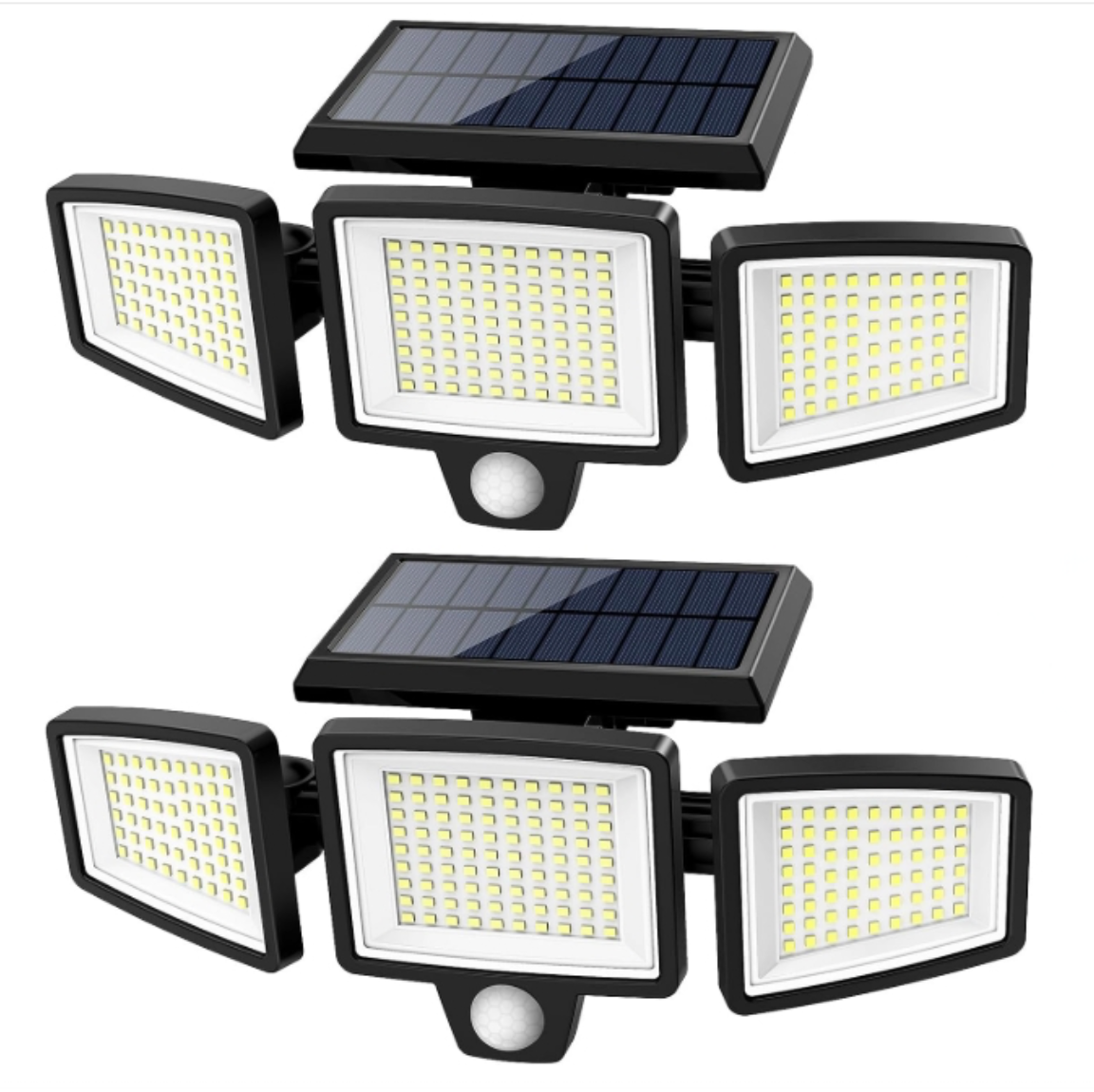 2500LM Solar Lights Outdoor with Motion Sensor,3 Head 270° Wide Angle Street Area Lights, IP65 Waterproof Security Lighting with 3 Modes